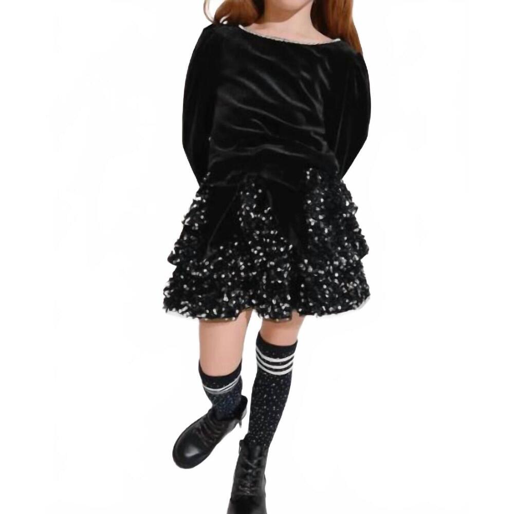 NEW LOLA + THE BOYS velvet bow party set in black